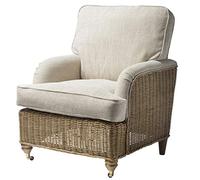 Desser Seville Conservatory Armchair - Luxury Real Cane Rattan Indoor Furniture with UK Made Cushions Jasper Fabric- Quallofil Technology - Chair: H110cm x W84cm x D93cm