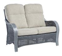 Desser Turin Grey 2 Seater Conservatory Sofa Real Cane Natural Rattan Indoor Settee With Uk Sewn Cushion In Pebble Fabric