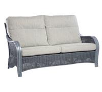 Desser Turin Grey 3 Seater Conservatory Sofa Real Cane Natural Rattan Indoor Sofa With Uk Sewn Cushions In Pebble Fabric