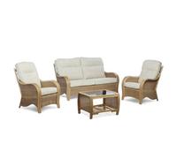 Desser Turin Light Oak 3 Seater Sofa & 2 Armchairs Indoor Real Cane Rattan Conservatory Suite With Uk Sewn Cushions In Jasper