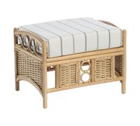 Desser Vale Light Oak Footstool With Linen Taupe Cushion - Natural Rattan