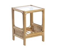 Desser Vale Light Oak Lamp Table With Glass Top - Natural Rattan