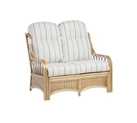 Desser Vale Light Oak Natural Rattan 2 Seater Conservatory Sofa Real Cane Wicker Indoor Settee With Uk Sewn Cushion In Linen Taupe