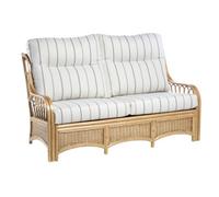 Desser Vale Light Oak Natural Rattan 3 Seater Conservatory Sofa Real Cane Indoor Sofa With Uk Sewn Cushions In Linen Taupe Fabric