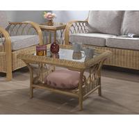 Desser Viola Light Oak Natural Rattan Coffee Table With Glass Top Table Real Cane Wicker Tea Table - H48Cm X W72Cm X D60Cm