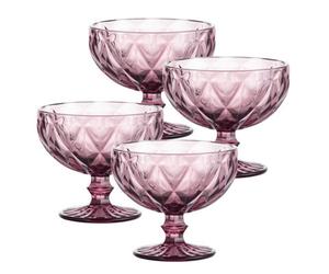 Dessert Bowl Amethyst Glass Ice Cream Sundae Appetizer Party Decorated Bowl 4Pcs