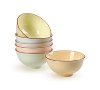 Dessert Bowls Small Cereal Bowls - Ceramic Bowl Set of 6 with Candy Hue - Little Kitchen Bowls for Rice | Soup | Snack | Ice Cream | Side Dishes - Microwave and Dishwasher Safe - 4.7"W x 2.3"H - 10 OZ