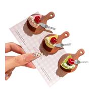 Dessert Cake Clips for Bangs and Flyaways with Resin Accents | Cream-Topped Dessert Accents, 3 Distinct Cake Colors, Side-Clip Form for Outings, Parties and Conventions