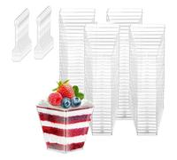 Dessert Cups, 50 Pack 4Oz/120ml Mini Dessert Pots Clear Hard Plastic Reusable for Puddings,Mousses,Parfaits,Tiramisu