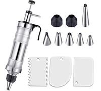 Dessert Decorating Syringe Set, Icing Piping Kit Stainless Steels Cake Decorating Tools 14 Professional Piping Nozzles Piping Tips Cupcake Making Equipment Decorating Kit for Cupcakes and Baking
