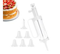 Dessert Decoration Syringe Set - Pastry Icing Tool, Reusable Cake Decorating Kit | 7pcs/set Icing Tube Kit for Cupcake Injector Cupcakes, Cupk