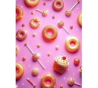 Dessert Doodles - Pastel Grid Notebook with Happy Treats: Cheerful candy & cupcake notebook for fun-loving kids.