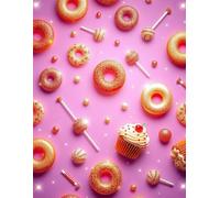 Dessert Doodles - Pastel Grid Notebook with Happy Treats: Cheerful candy & cupcake notebook for fun-loving kids.