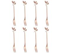 Dessert Fork Fork Set Dessert Cake Fruit Fork Mini Handle Fork Stainless Steel Kitchen Accessories with Leaf Shape for Home Party Rose Gold 8PCS