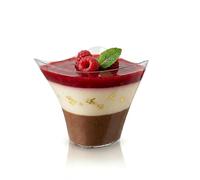 Dessert Infinity 50 Pieces 110ml 3.5oz Plastic Dessert Cups Reusable for Cheesecakes Cube Clear Parfait Appetizer Cup Serving Bowl Pudding Mousse Party (7.5cm x 7.0cm)