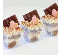 Dessert Infinity 50 Pieces 110ml 4oz Plastic Dessert Cups Reusable for Cheesecakes Square Clear Parfait Appetizer Cup Serving Bowl Party (6.5cm x 6.5cm)