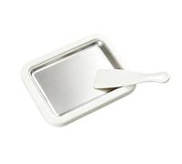 Dessert Machine Ice Cream Maker Tray With Spatulas Manual Mix And For Yogurt And Fruit Chips suitable for home kitchens dorm rooms family fun, Ivory White, 17.5 22.5 3.5 Cm