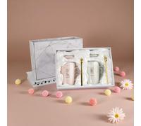 DESSERT OFFENSIVE Ceramic Mug Gift Set of 2, Perfect Wedding Gifts for Bride and Groom, Wedding Gifts for Couples, His and Hers Gifts Idea,14Oz(Pink and Gray)