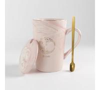 DESSERT OFFENSIVE Pink Sun Designed Mom Mug, 14 oz Ceramic Mug with lid and Spoon, a Thoughtful Birthday Gift for her, Creative Gift Ideas for her, Unique Gifts for Women.(Sun)