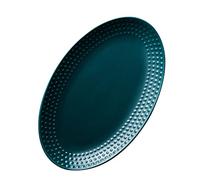 Dessert Plate Dinner Plates Nordic Style Creative Matte Oval Plates Ceramic Household Fish Steak Dessert Plates Microwave Oven Dishwasher Safe(10inch 12inch) Serving Plate ( Color : Dark Green , Size
