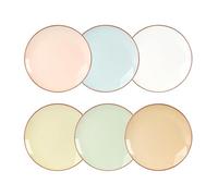 Dessert Plate Set of 6-8 Inch Colorful Ceramic Plates for Appetizer, Salad, Lunch - Modern Serving Dishes - Microwave, Oven and Dishwasher Safe - Assorted Candy Hue