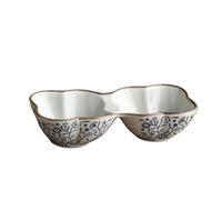 Dessert Plate Two-Compartment Double-deep Plate Ceramic Side Dish Household Seasoning Dipped in Vinegar and Soy Sauce Dish Plates (A One Size)
