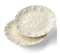 Dessert Plates Ceramic Rose Side Plates for Dessert Salad Appetizer Cake (2 Light Yellow)