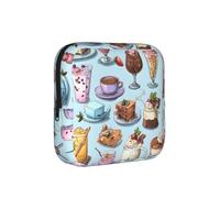 Dessert Refreshments Printed Sponge Composite Fabric Women's Sanitary Napkin Storage Bag, Portable Pad Clip for Daily Use During Travel.