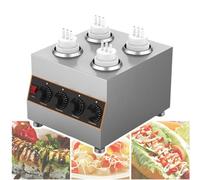 Dessert Shops Sauce Bottle Warmer 1/2/3/4 Grid,Separate Power Switch for Each Compartment,with Fit The Bottle Heating Cylinder,4GridStyle2-220V