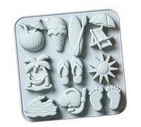 Dessert Silicone Tray 12 Cavity Beach Theme Mold for Soap, Blue