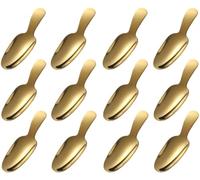 Dessert Spoon 12 Pcs Stainless Steel Salt Spoon Short Handle Coffee Scoop Mini Tea Spoons for Small Jars, Sugar, honey, Spice, Ice Cream, Milk Powder (12 x Gold)