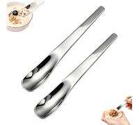 Dessert Spoon, 316L Long Handle Deep Scoop Spoon for Ice Cream, Yogurt，2 | Deep bowl dessert spoon with elongated reach for dense ice cream and tall jars