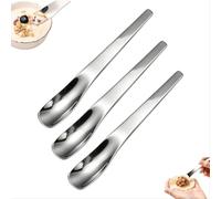 Dessert Spoon, 316L Long Handle Deep Scoop Spoon for Ice Cream, Yogurt，3 | Deep bowl dessert spoon with elongated reach for dense ice cream and tall jars