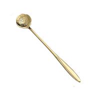 Dessert Spoon, 7 Inch Flower Coffee Spoon Golden Stainless Steel Spoon with Long Handle Sugar Spoon Tea Spoon for Coffee Tea Ice Cream(Rose)