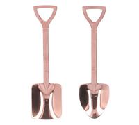 Dessert Spoon Set, 2Pcs Cute Shovel Spoon Stainless Steel Teaspoon for Fruit Coffee Cake Ice Cream Watermelon for Home Kitchen Restaurant Party (Rose Gold Set [Black Box])