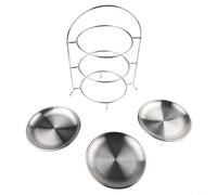 Dessert Stand 3 Tier Stainless Steel Serving Set for Cupcakes Fruit Cheese Display Afternoon Tea Party Supplies Food Tray Silver 20x20x35cm(sliver)