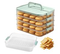 Dessert Storage Carrier - 4 Tier Airtight Food Container for Handle | Stackable Resin with Freezer Safe, Kitchen Picnic Travel Box for Cookie Cake Cheese Dumpling Keeping