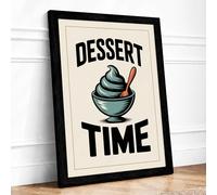 Dessert Time Typography Framed Wall Art Print A3 (42×29.7cm) Black, Wall Decor for Living Room, Bedroom, Office & Home, Ready to Hang, Art Gift