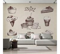 Desserts Ice Cream Photo Wallpaper Retro Kawaii 150x105 cm Modern Non-Woven Poster 3D Print Large Wall Mural Decoration for Living Room Bedroom Dining Room Wall Art H1424