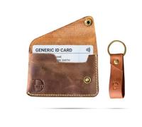Dessi Handmade Crazy Horse Leather Card Holder - Ultra Light 30g 6 Gauge Full Grain Compact Front Pocket Credit Card Wallet Minimalist Cardholder for Men Women Snap Closure, Dark Coffee