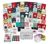 Dessie 100 Unique Modern Christmas Cards with Envelopes and Matching Sealing Stickers. Happy Holiday Cards with Short Greetings Inside. Bulk Christmas Cards Boxed with Envelopes