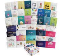 Dessie 120 Unique Happy Birthday Card Assortment 4x6 - Bulk Birthday Cards with Envelopes, Message Inside, Box & Gold Seals - Assorted Birthday Cards Multipack for Employees Men Women