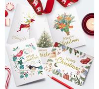 Dessie 30 Unique Christmas Cards with Envelopes 4x6 and Gold Sealing Stickers. Short Greetings Inside. Boxed Christmas Cards and Happy Holiday Greeting Cards Set.