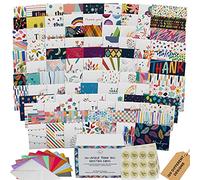 Dessie Unique Thank You Cards, Blank Note Cards with Different Designs, Colorful Envelopes, Gold Seals, Sturdy Storage Box, 100 Cards