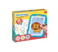Dessineo Drawing Studio - Learn to Draw Play Set in 3 Steps, Compact Light Up Drawing Activity Board with Step by Step Instructions and 20 Drawings with Cute, Friendly Illustrations, Ages 4 Years Plus