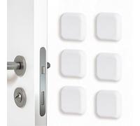 DESSY&BILI Door Stop Wall Protector Square 1.77 Inch 6PCS Silicone Rubber Adhesive Tape Shock Absorbent Wall Shield Door Slamming Silencer for Door Handle Furniture Protectors for Home Office (White)