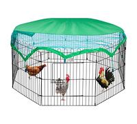 DEStar 8 Panel Foldable Outdoor Backyard Metal Coop Chicken Cage Enclosure Duck Rabbit Cat Crate Playpen Exercise Pen with Weather Proof Cover