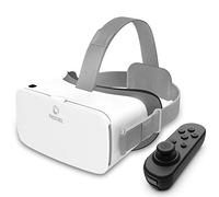 DESTEK V5 VR Headset for Phone, 110°FOV HD Anti-Blue Lenses Eye Protection Virtual Reality Headset with Bluetooth Controller, Educational VR Glasses for iPhone Samsung Android(White)