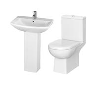 Close Coupled Toilet Pan Cistern Seat Basin Full Pedestal Balterley White One Size