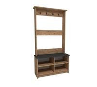 Destina Home Amelia Modern Hallways Coat Rack with 4 Shelves & Metal Hooks - Atlantic Pine - Anthracite